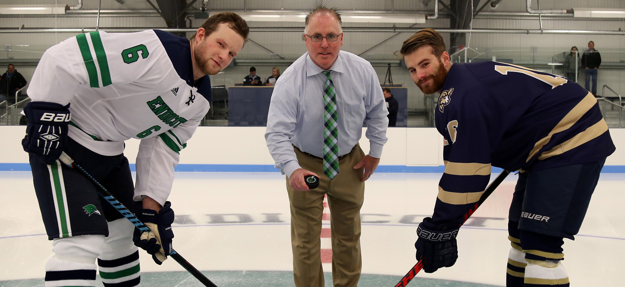 Men’s Ice Hockey Debuts Raymond J. Bourque Arena With 1-1 (OT) Tie Against Suffolk