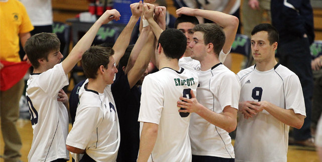 Men's Volleyball Sweeps NECC Rival Elms to Leap Back Atop Conference Standings