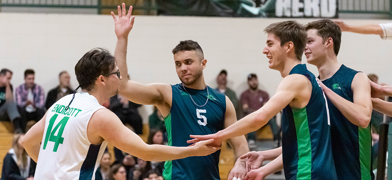 Men’s Volleyball Sweeps Nichols To Lock Up No. 1 Seed In NECC Tournament, 3-0