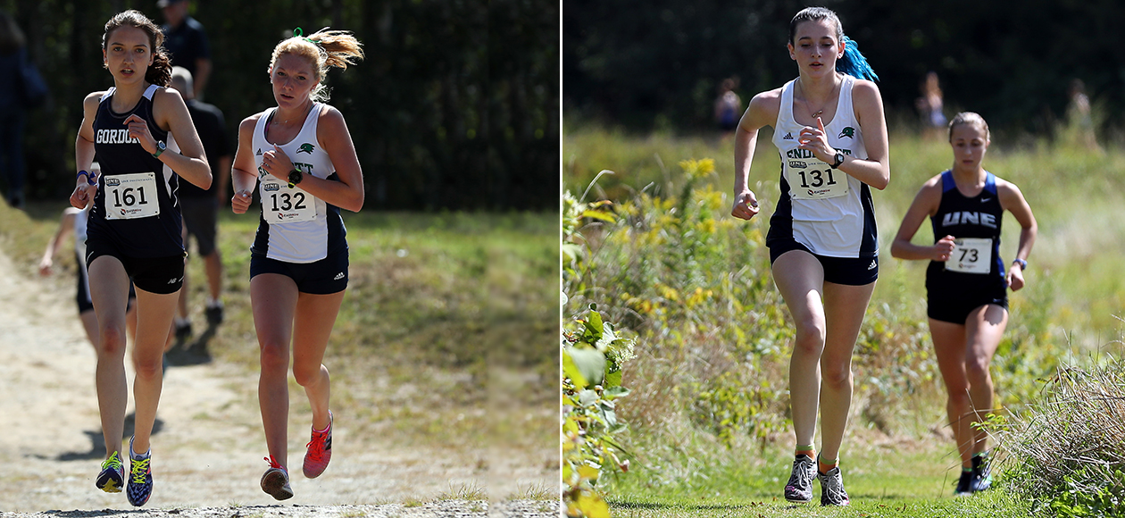 Split action photos of Jules Wesley and Emma Farrington running.