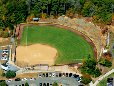 Aerial view of the softball complex.