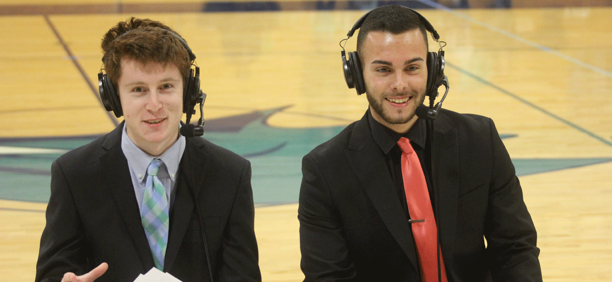 Endicott broadcasters conducting a pre-game show.