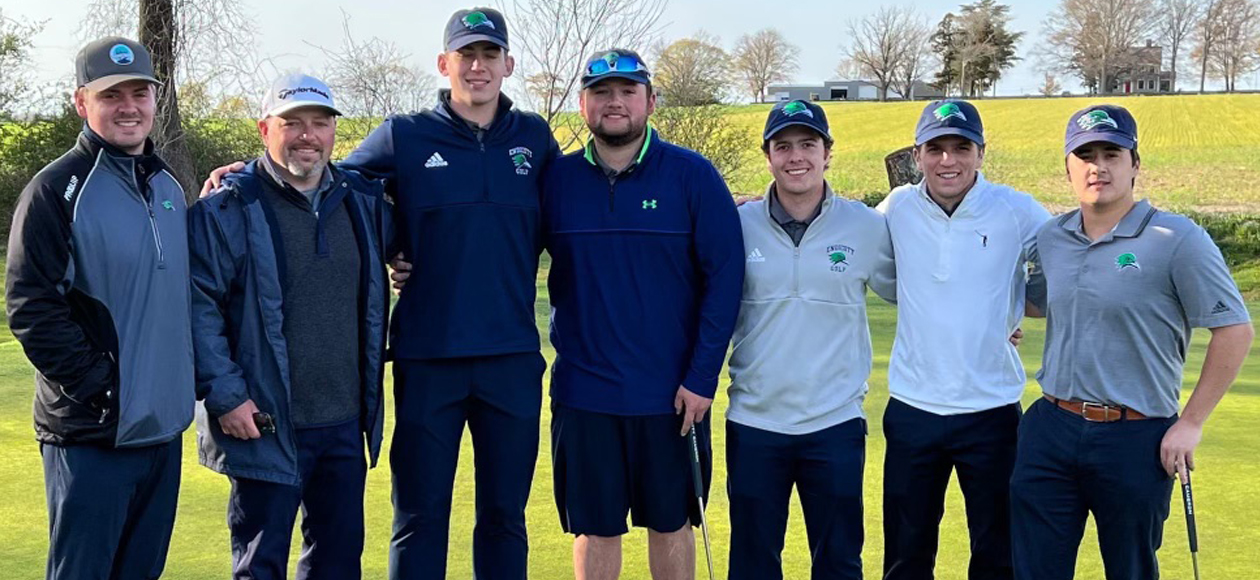The men's golf team at the RWU Invitational.