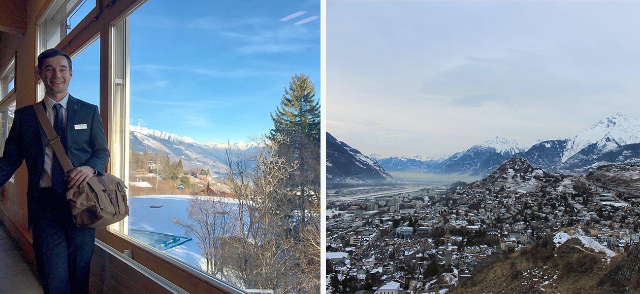 Collage of James Dwyer studying abroad in Switzerland.