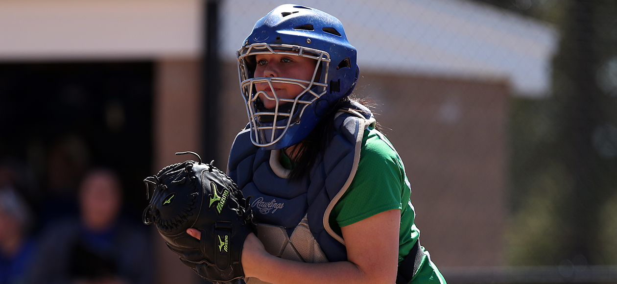 Emily Sharpe prepares to throw the softball.
