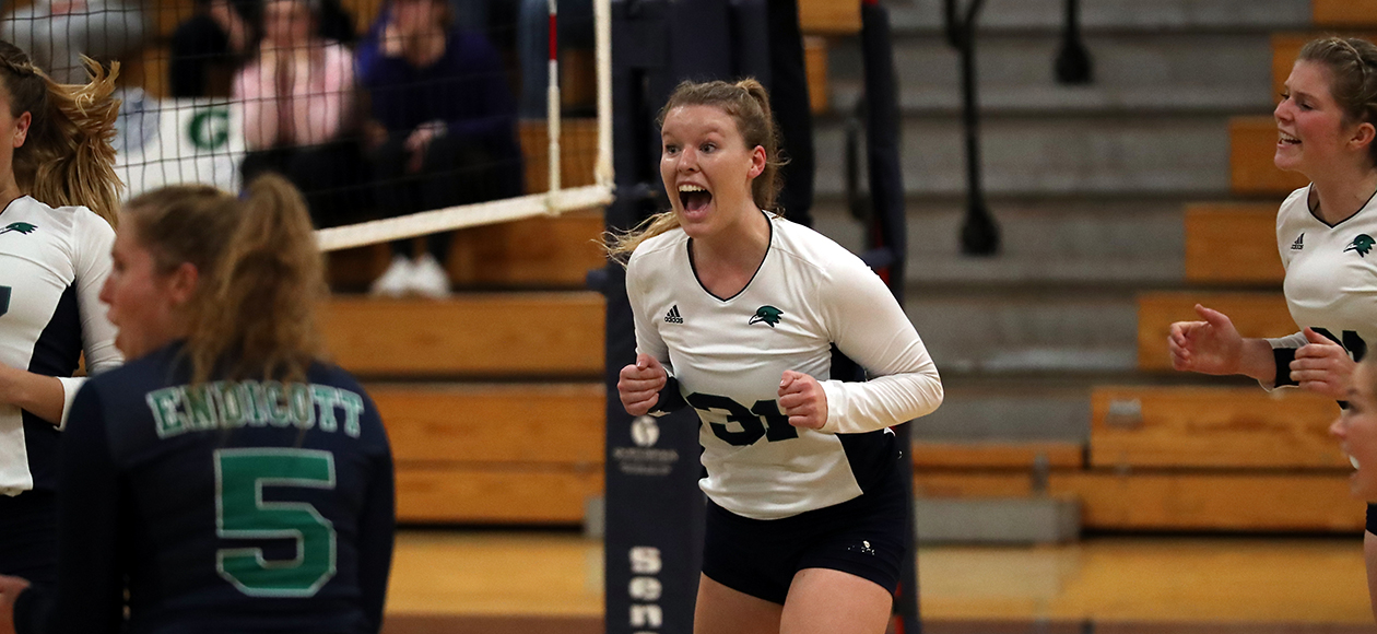 Zoey Gifford celebrates a point on the court.